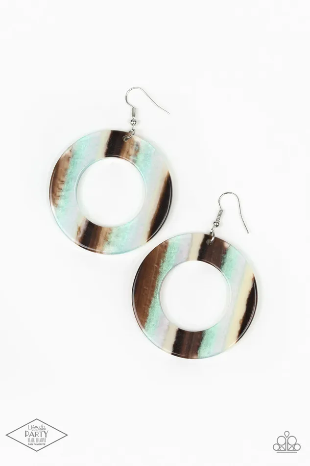 Paparazzi Accessories Earrings In Retrospect Multi Black White Brown Iridescent Green Striped Acrylic Circle Earrings Paparazzi Paparazzi Accessories Earrings In Retrospect Multi Black White Brown Iridescent Green Striped Acrylic Circle Earrings Paparazzi