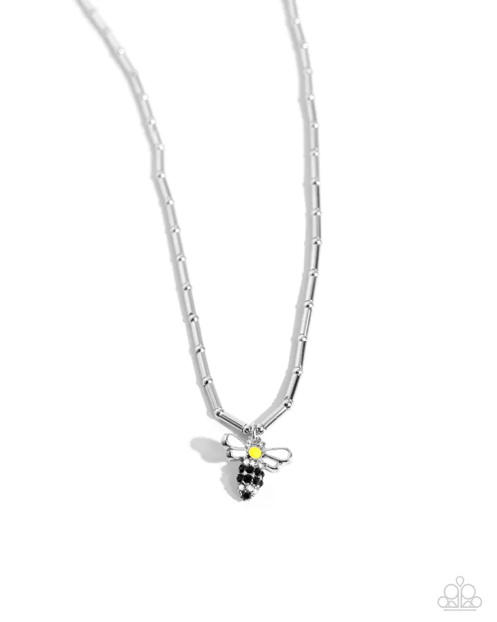 Paparazzi Accessories Necklaces Bees Knees Yellow Bee Charm Silver Necklace Paparazzi Mandys 2024 Black Diamond Encore