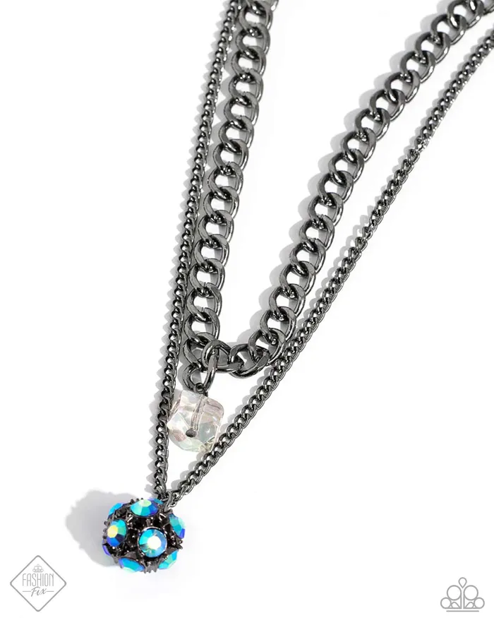 Paparazzi Accessories Necklaces Flair for the Fierce Blue Iridescent Rhinestone Gunmetal Layered Short Necklace Paparazzi Fashion Fix June 2024 Paparazzi Accessories Necklaces Flair for the Fierce Blue Iridescent Rhinestone Gunmetal Layered Short Necklace Paparazzi Fashion Fix June 2024