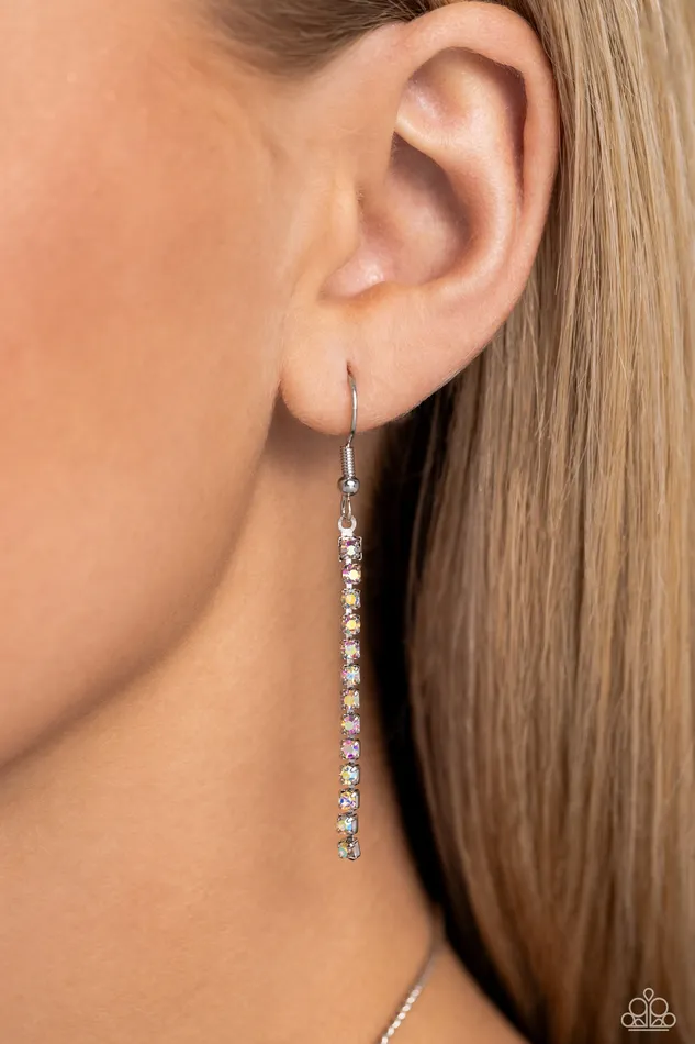 Paparazzi Accessories Necklaces Synchronized SHIMMER Multi Iridescent Rhinestone Gem Silver Short Necklace Paparazzi