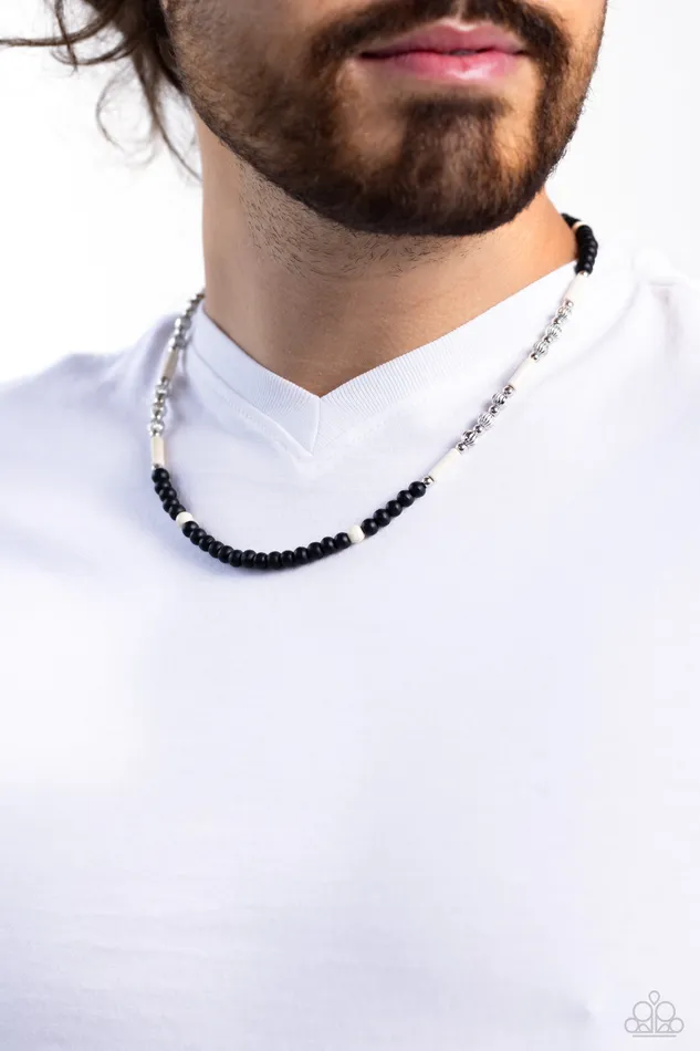 Paparazzi Accessories Volcanic Valiance White Black Silver Bead Urban Necklace Paparazzi Necklaces