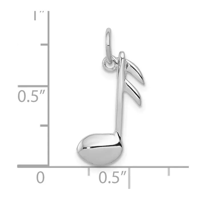 Qgold Charm Necklaces 10k White Gold 10 mm Polished FlatBacked Musical Note Charm 07 grams Qgold Charm Necklaces 10k White Gold 10 mm Polished FlatBacked Musical Note Charm 07 grams
