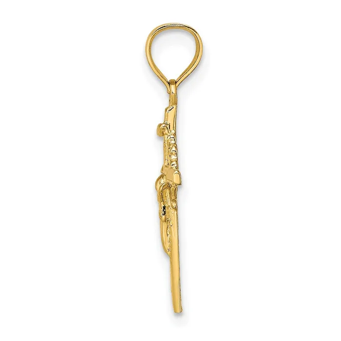 Qgold Charm Necklaces 10k Yellow Gold 12 mm 2D Starburst Jesus Crucifix Charm 061 grams Qgold Charm Necklaces 10k Yellow Gold 12 mm 2D Starburst Jesus Crucifix Charm 061 grams