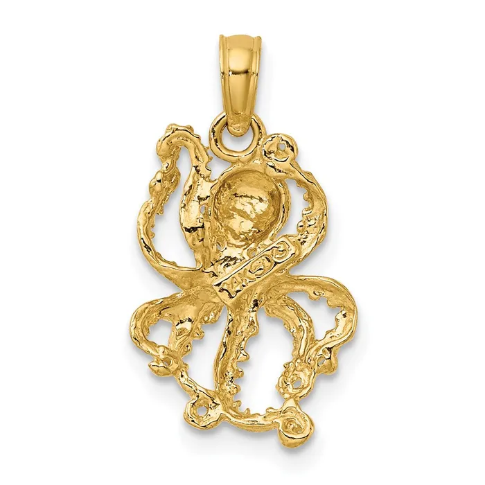 Qgold Charm Necklaces 14k Yellow Gold 1175 mm Textured Octopus Charm 12 grams Qgold Charm Necklaces 14k Yellow Gold 1175 mm Textured Octopus Charm 12 grams