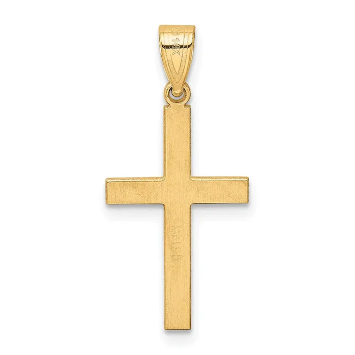 Qgold Necklaces 14k Yellow Gold 115 mm Polished 01ct Diamond Cross Pendant 065 grams