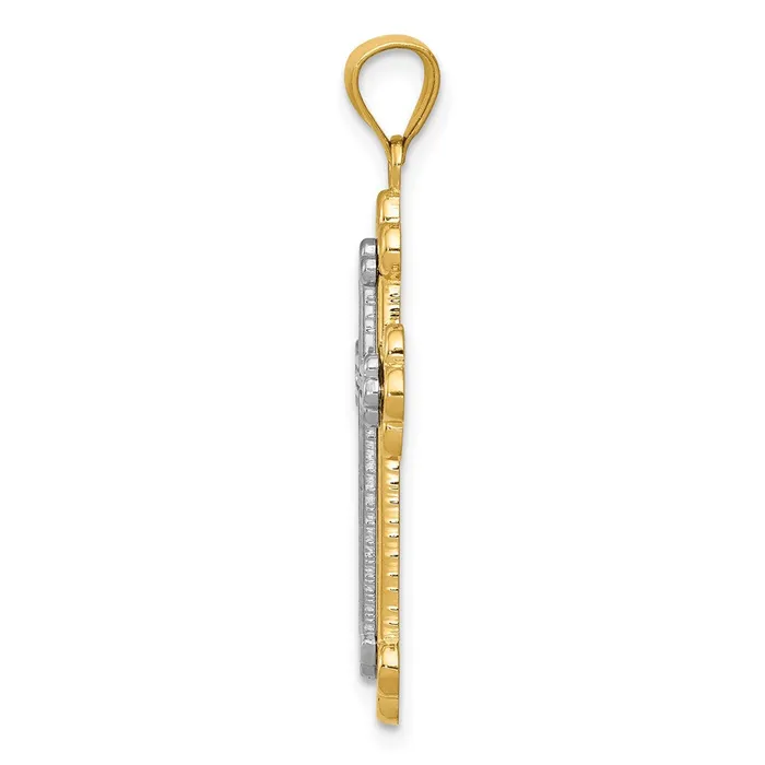 Qgold Rings 14k Twotone 18 mm Budded Cross Pendant 141 grams Qgold Rings 14k Twotone 18 mm Budded Cross Pendant 141 grams