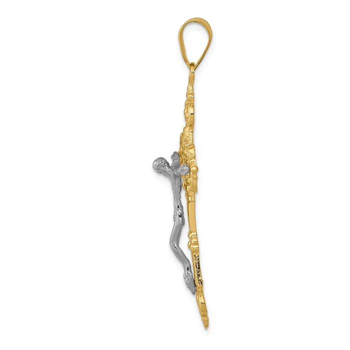 Qgold Rings 14k Twotone 23 mm INRI Fleur De Lis Jesus Crucifix Pendant 286 grams Qgold Rings 14k Twotone 23 mm INRI Fleur De Lis Jesus Crucifix Pendant 286 grams