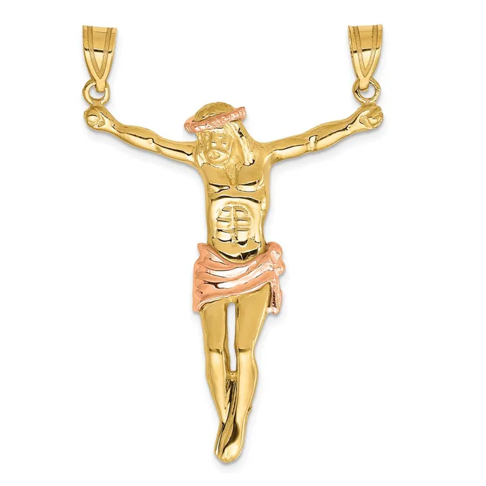 Qgold Rings 14k Twotone 37 mm Rose Corpus Pendant 538 grams
