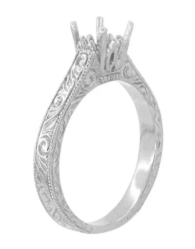 Rings Art Deco 34 Carat Crown Scrolls Filigree Engagement Ring Setting in Platinum Antique Jewelry Mall Rings Art Deco 34 Carat Crown Scrolls Filigree Engagement Ring Setting in Platinum Antique Jewelry Mall