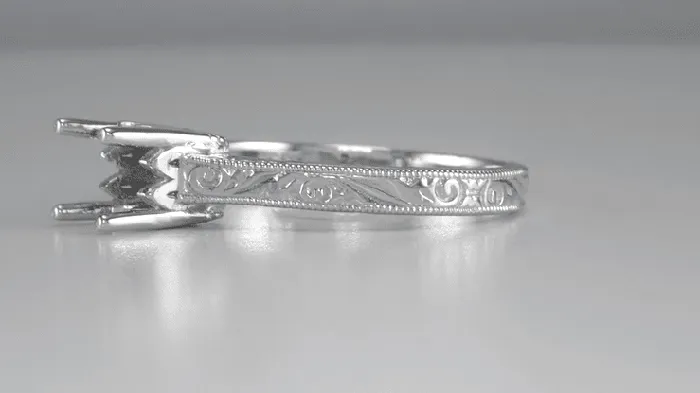 Rings Art Deco 34 Carat Crown Scrolls Filigree Engagement Ring Setting in Platinum Antique Jewelry Mall Rings Art Deco 34 Carat Crown Scrolls Filigree Engagement Ring Setting in Platinum Antique Jewelry Mall