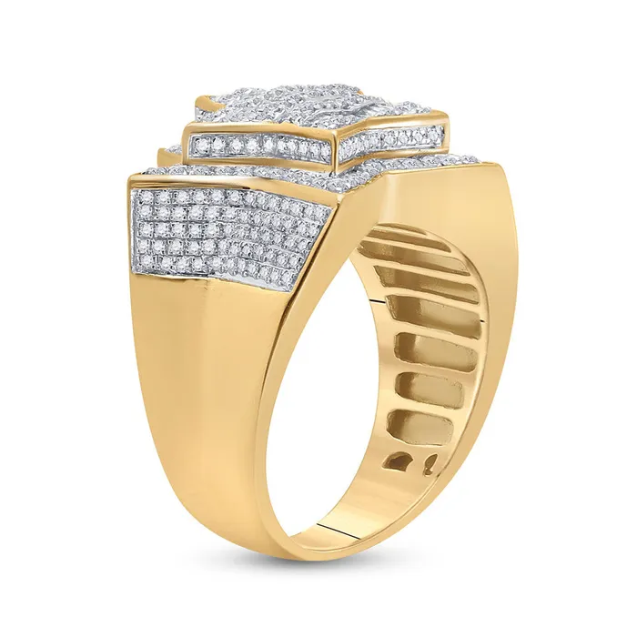 Rings GND Gold Statement Star Ring 114 Cttw Baguette Natural Diamond Mens 10 grams Rings GND Gold Statement Star Ring 114 Cttw Baguette Natural Diamond Mens 10 grams