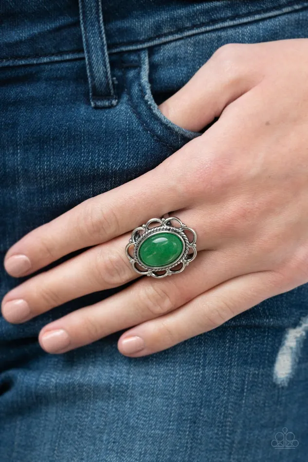 Rings Paparazzi Accessories Gemstone Eden Green Jade Stone Silver Ring Paparazzi