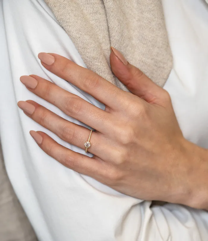 Rings Precision Set Dainty Diamond Line Engagement Ring