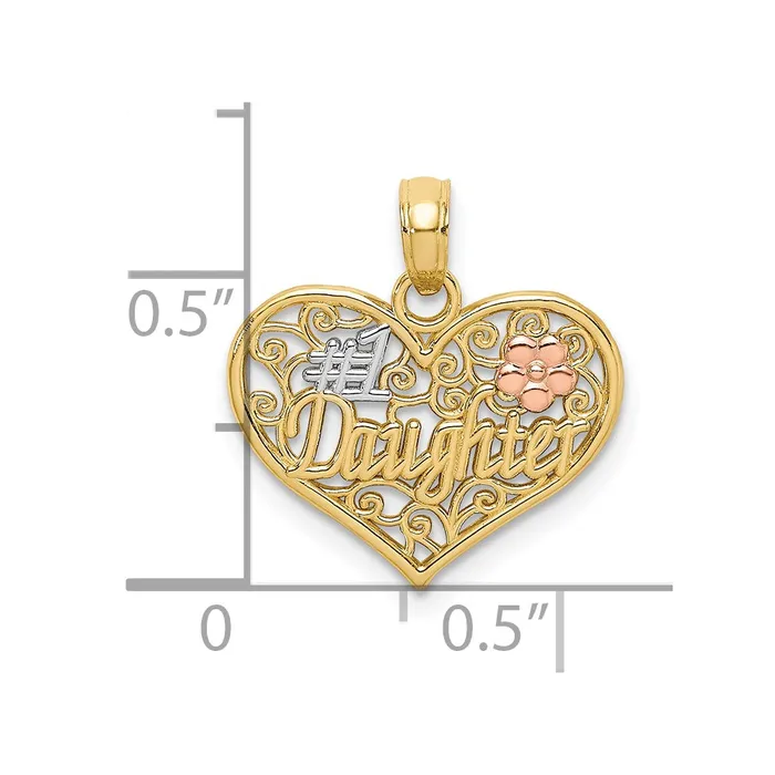 Rings Qgold 10k Twotone 169 mm 1 DAUGHTER In Heart Charm 087 grams Rings Qgold 10k Twotone 169 mm 1 DAUGHTER In Heart Charm 087 grams