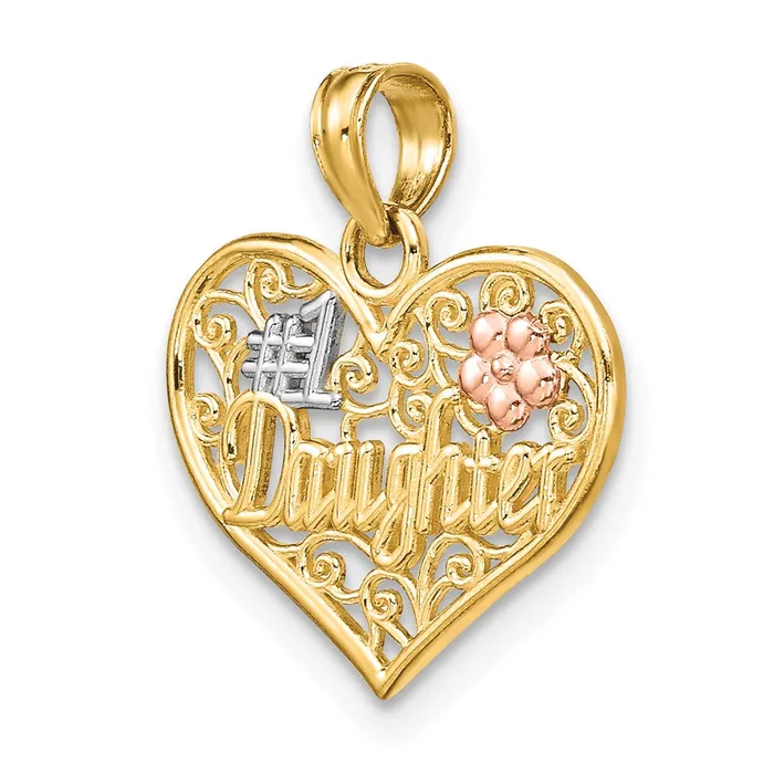 Rings Qgold 10k Twotone 169 mm 1 DAUGHTER In Heart Charm 087 grams Rings Qgold 10k Twotone 169 mm 1 DAUGHTER In Heart Charm 087 grams