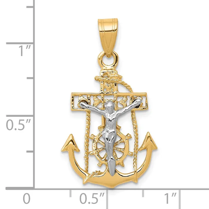 Rings Qgold 10k Twotone 17 mm Mariners Cross Pendant 132 grams Rings Qgold 10k Twotone 17 mm Mariners Cross Pendant 132 grams
