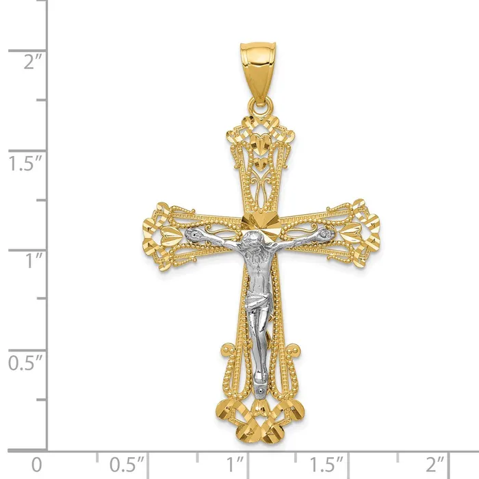 Rings Qgold 14k Twotone 31 mm Diamondcut Jesus Crucifix Pendant 399 grams Rings Qgold 14k Twotone 31 mm Diamondcut Jesus Crucifix Pendant 399 grams