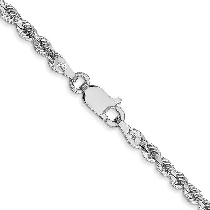 Rings Qgold 14k White Gold 275 mm Diamondcut Rope with Lobster Clasp Chain 1153 grams Rings Qgold 14k White Gold 275 mm Diamondcut Rope with Lobster Clasp Chain 1153 grams